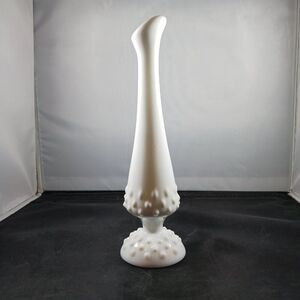 Fenton Bud Vase Footed Milk Glass Hobnail Swung Vintage 9” Tall
